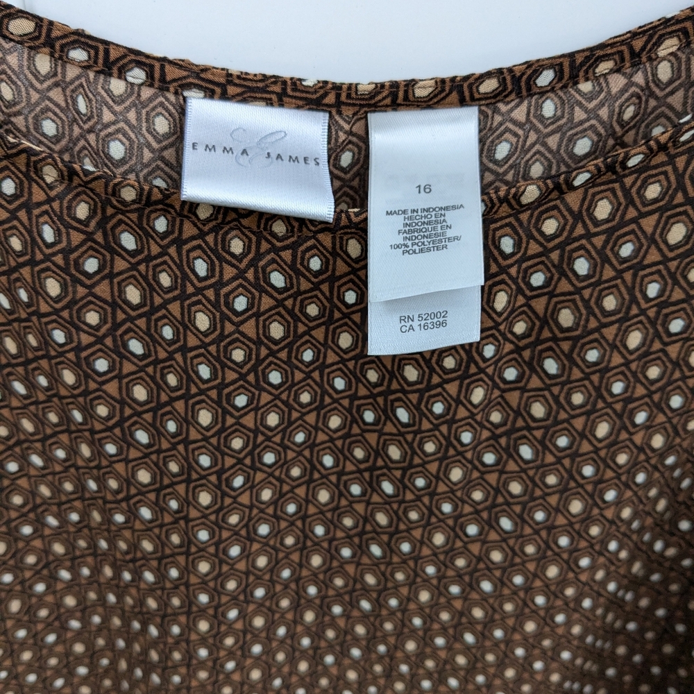2 Pieces Emma James Blouse & Tank Set Brown Floral Size 16 Business or Dress EUC - Picture 12 of 12